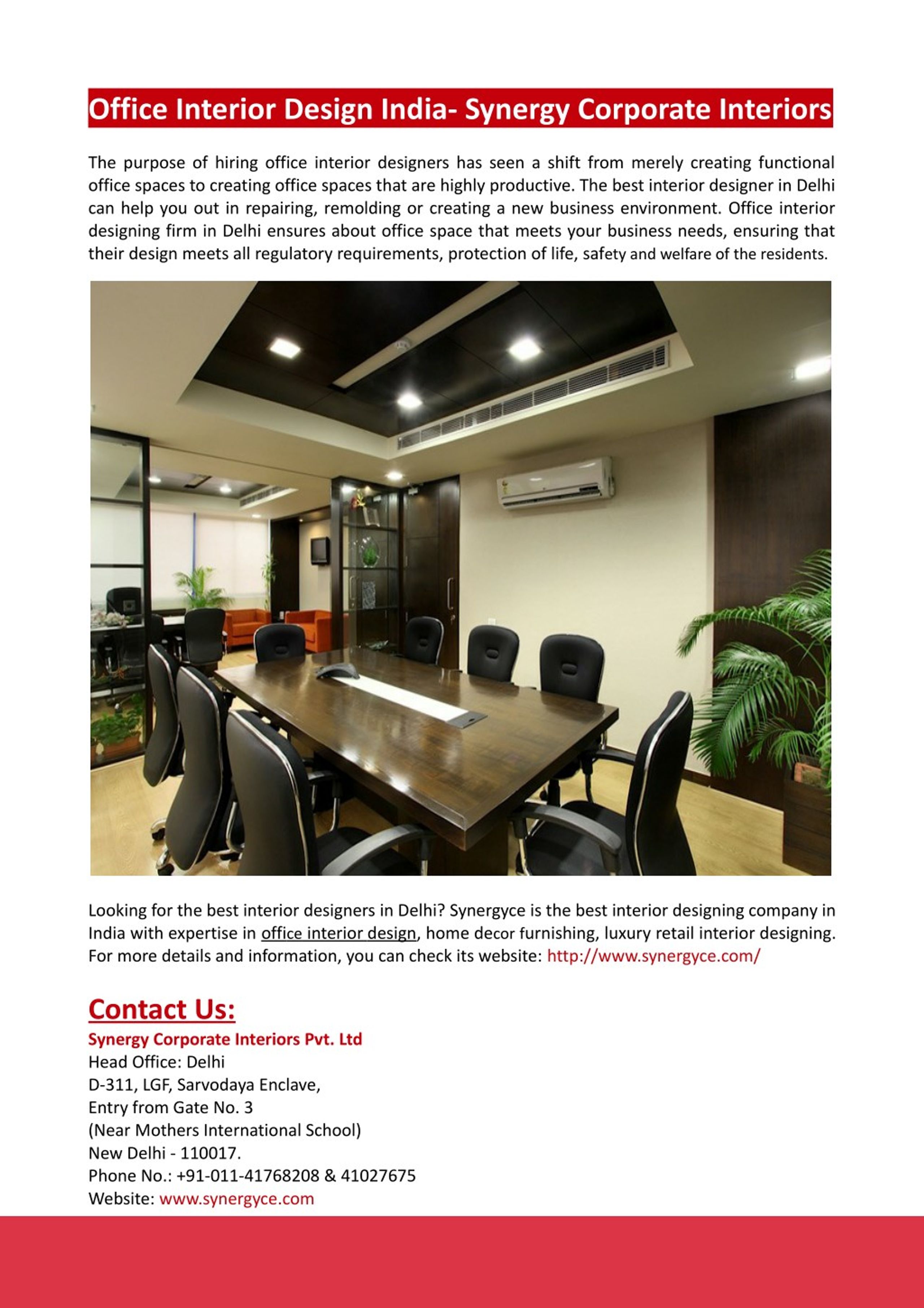 Ppt Office Interior Design India Synergy Corporate