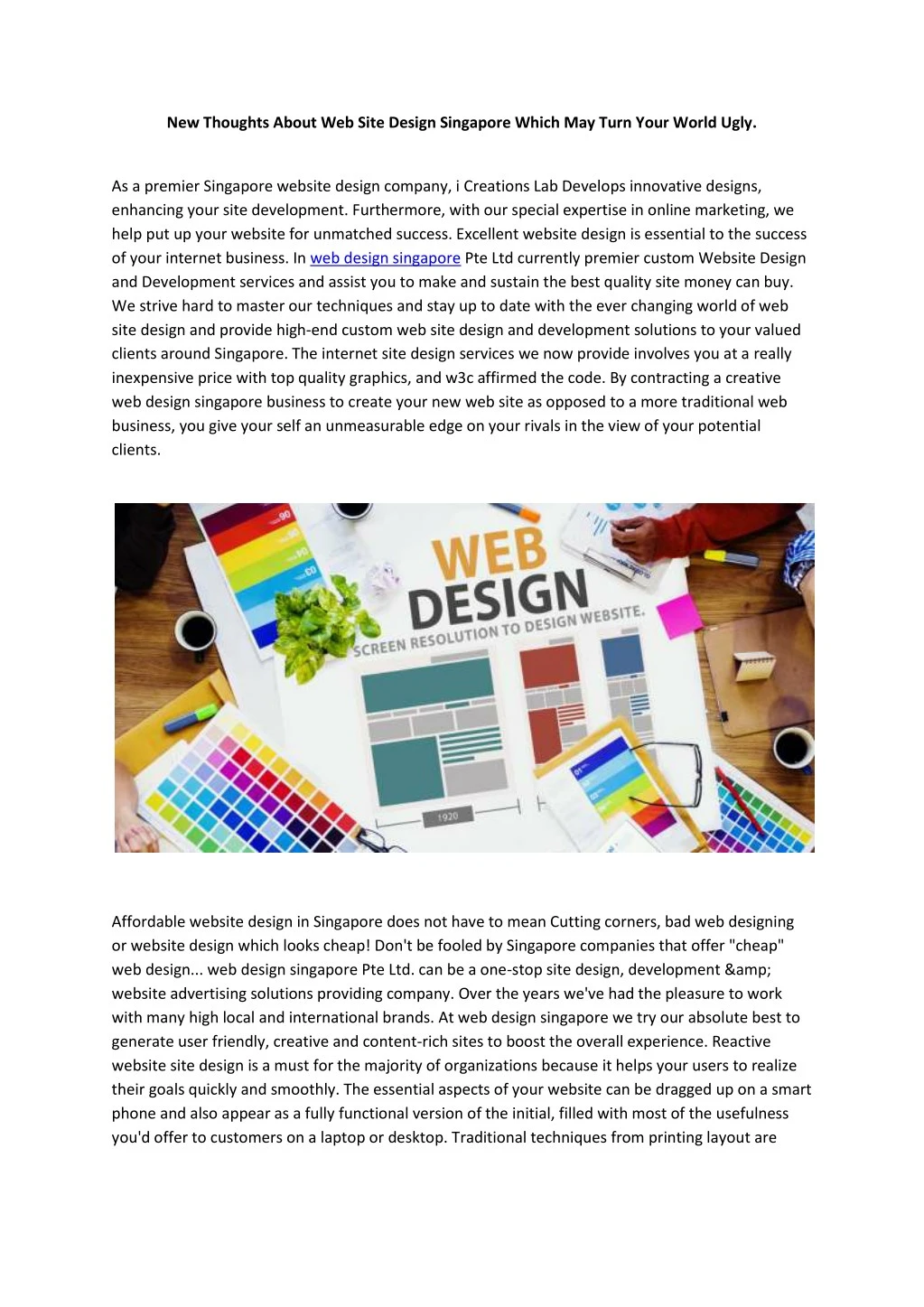 new thoughts about web site design singapore n.