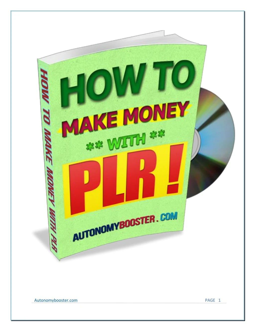 Ppt How To Make Money With Plr Content Powerpoint Presentation - autonomybooster com page 1