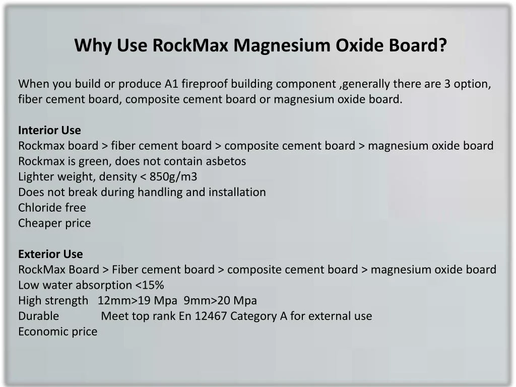 Why Use Rockmax Magnesium Oxide Board Why Use Rockmax Magnesium Oxide Board