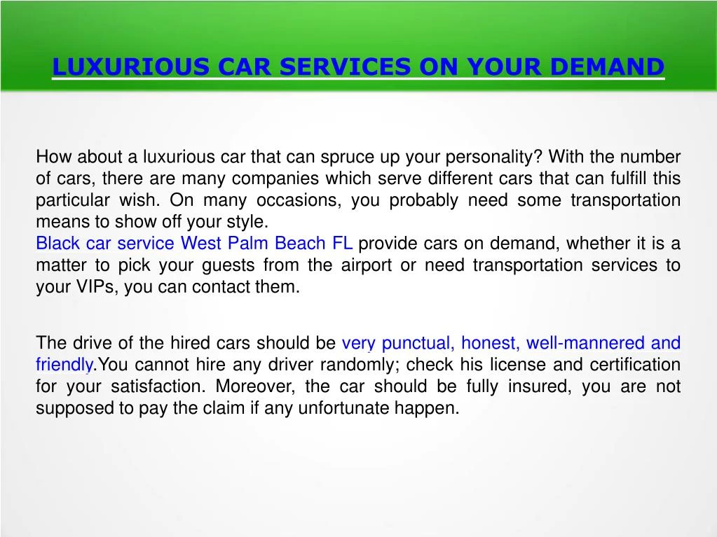 luxurious car services on your demand n.