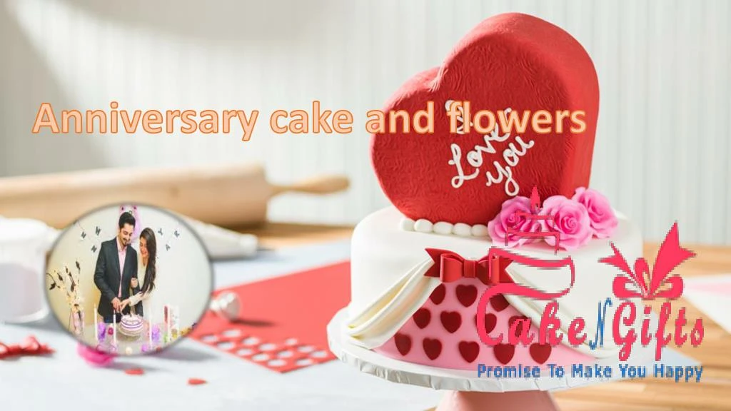 anniversary cake and flowers n.