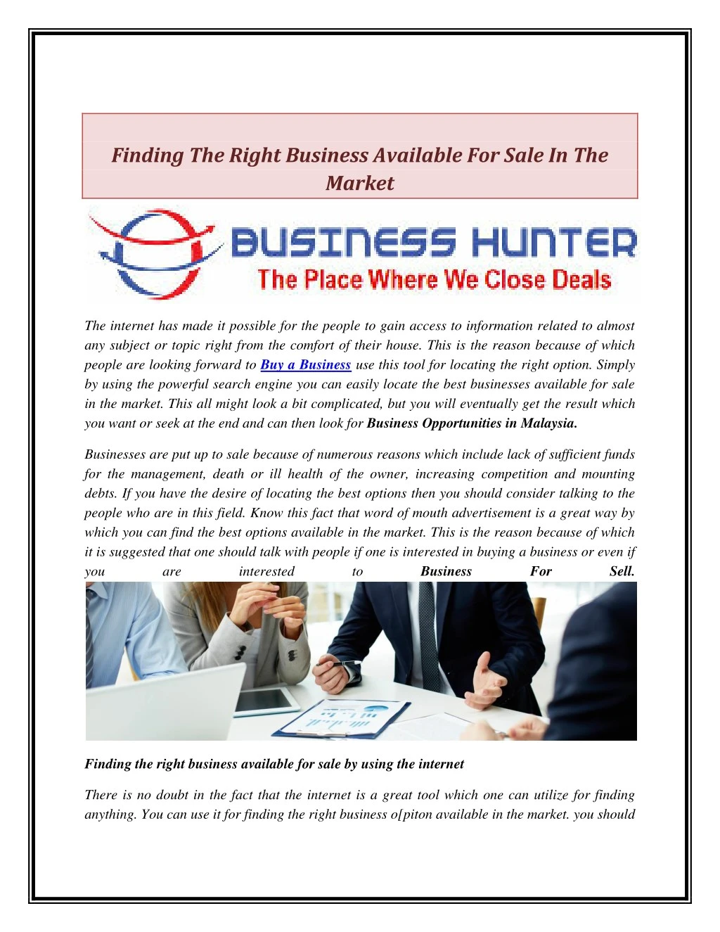 finding the right business available for sale n.