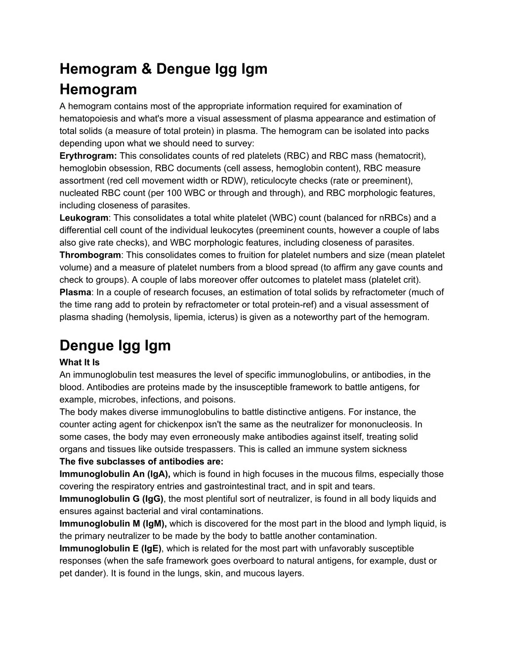 hemogram dengue igg igm hemogram a hemogram n.