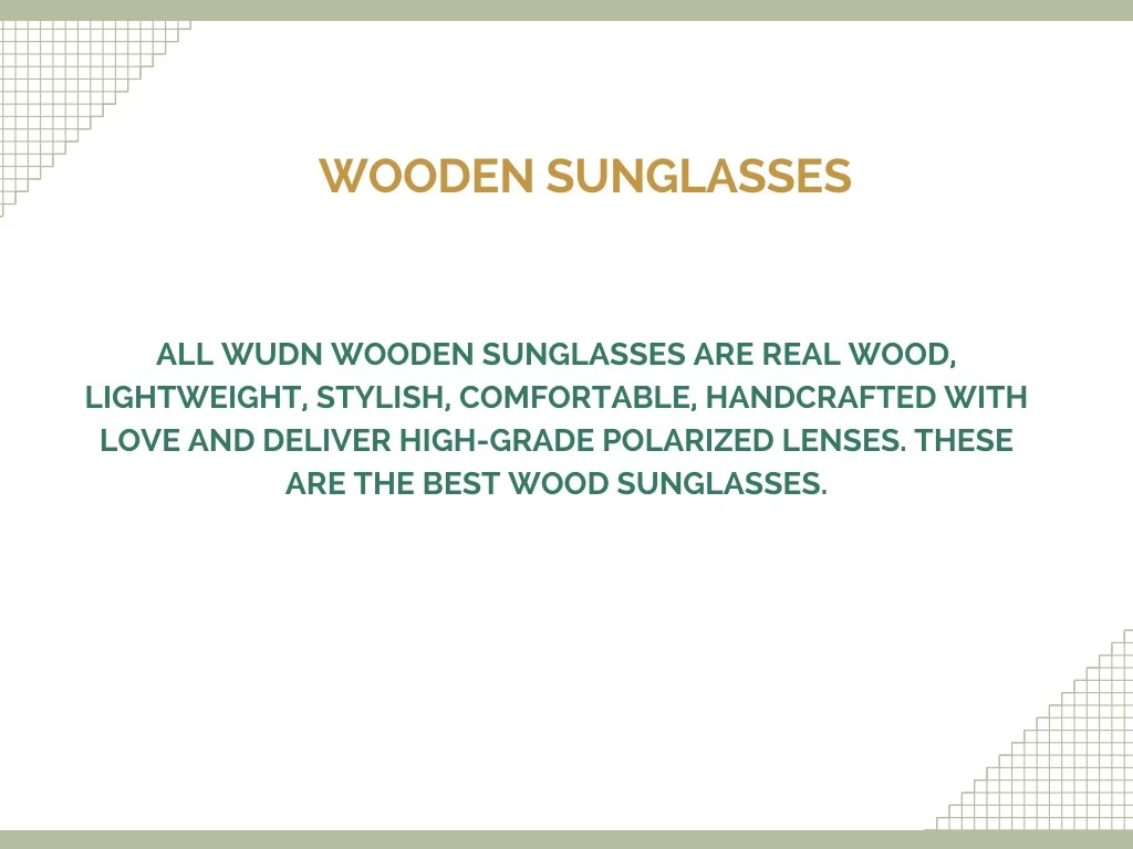 wooden sunglasses n.