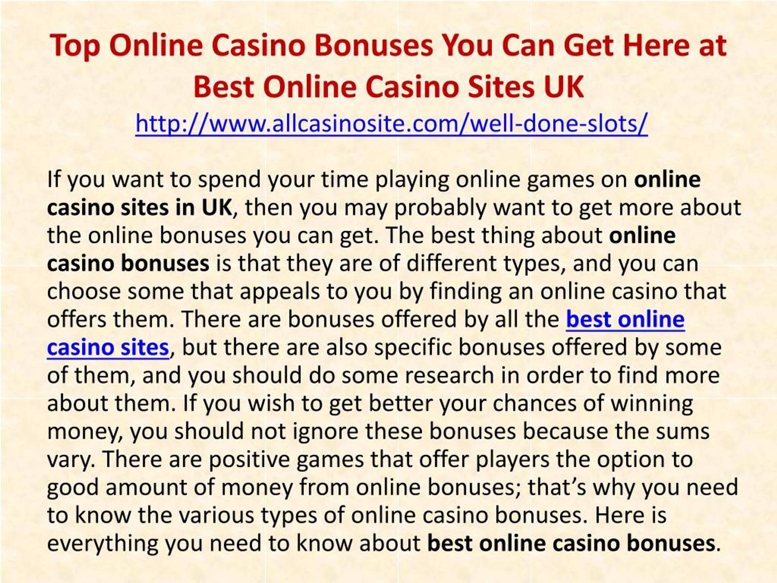 Latest Casino Bonuses Casino Slot