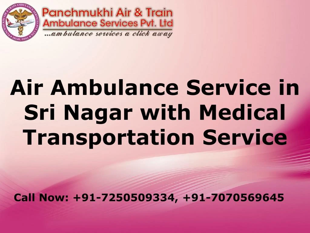 air ambulance service in sri nagar with medical n.