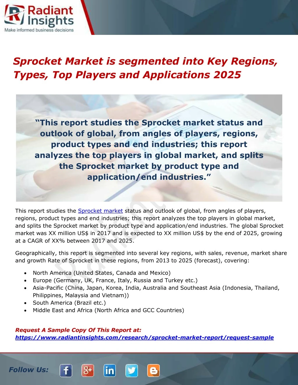 sprocket market is segmented into key regions n.