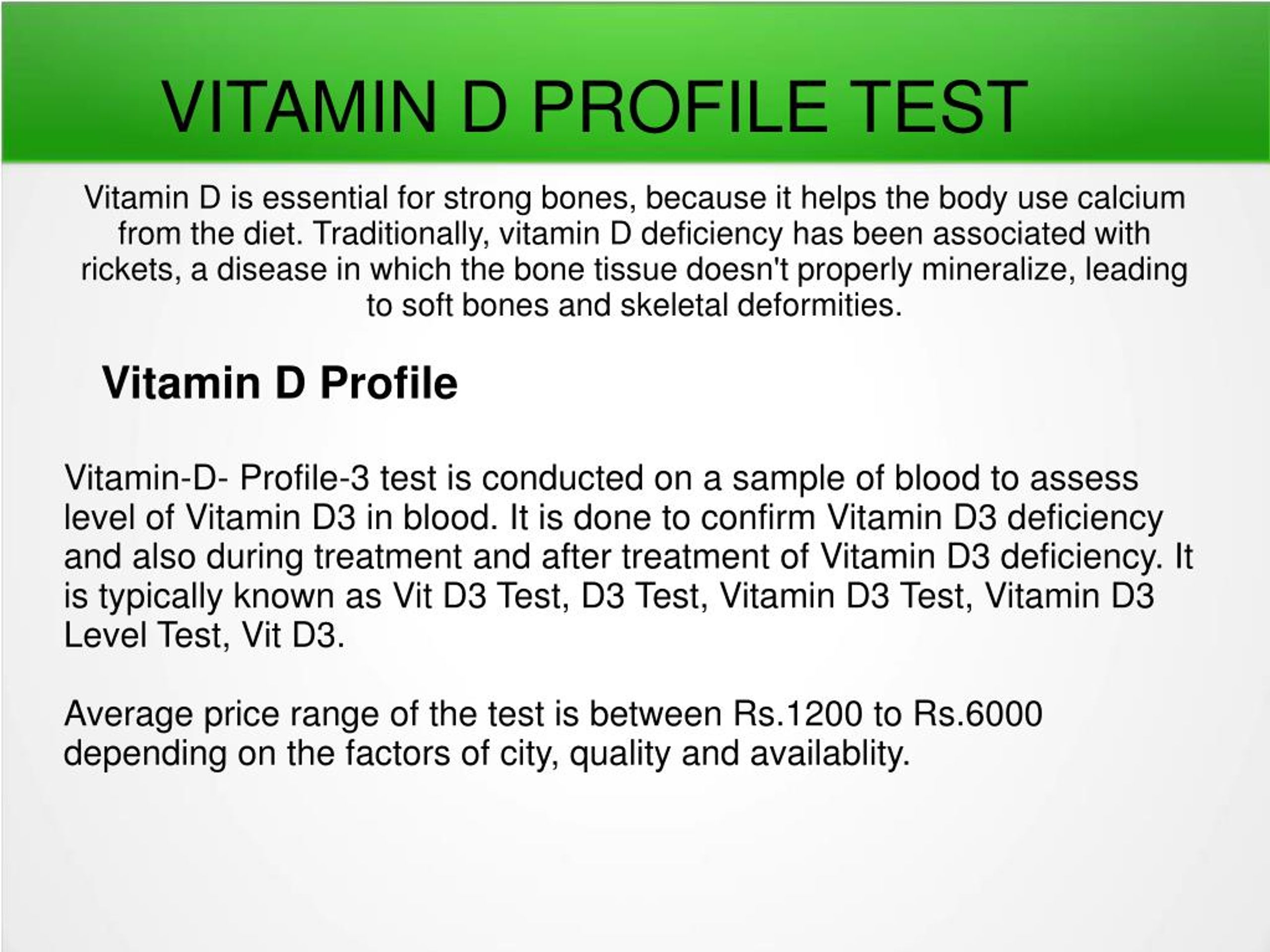 Ppt Vitamin D Profile Test In Vadodara Powerpoint