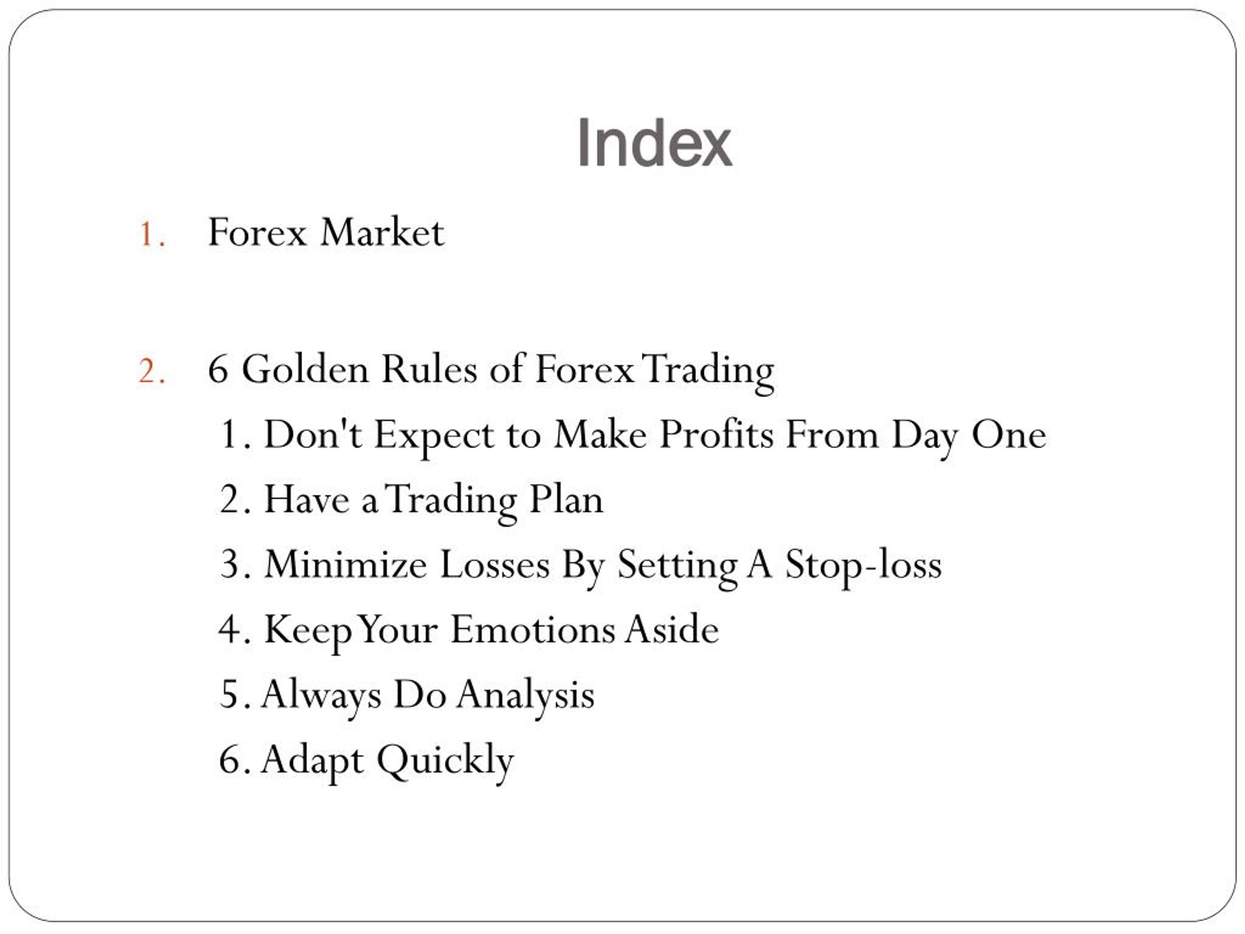 forex trading golden rules