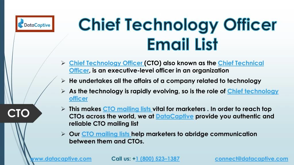 chief technology officer email list n.