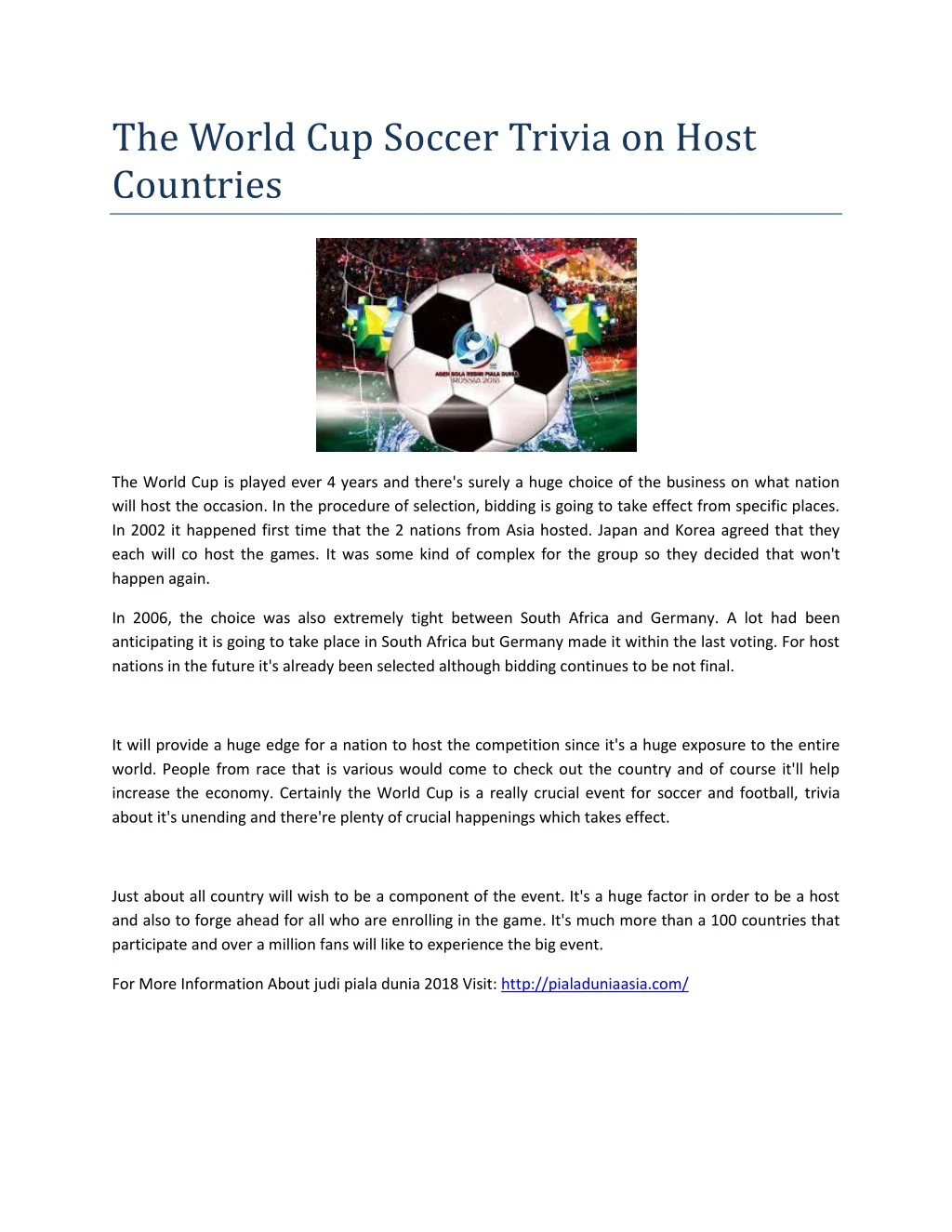 the world cup soccer trivia on host countries n.