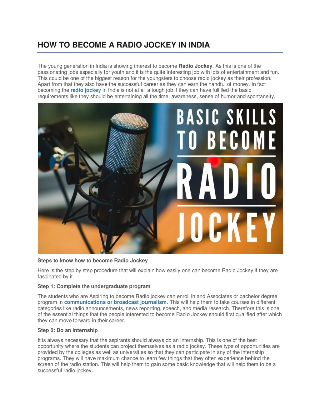 radio jockey presentation on any topic