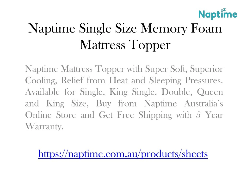 naptime single size memory foam mattress topper n.