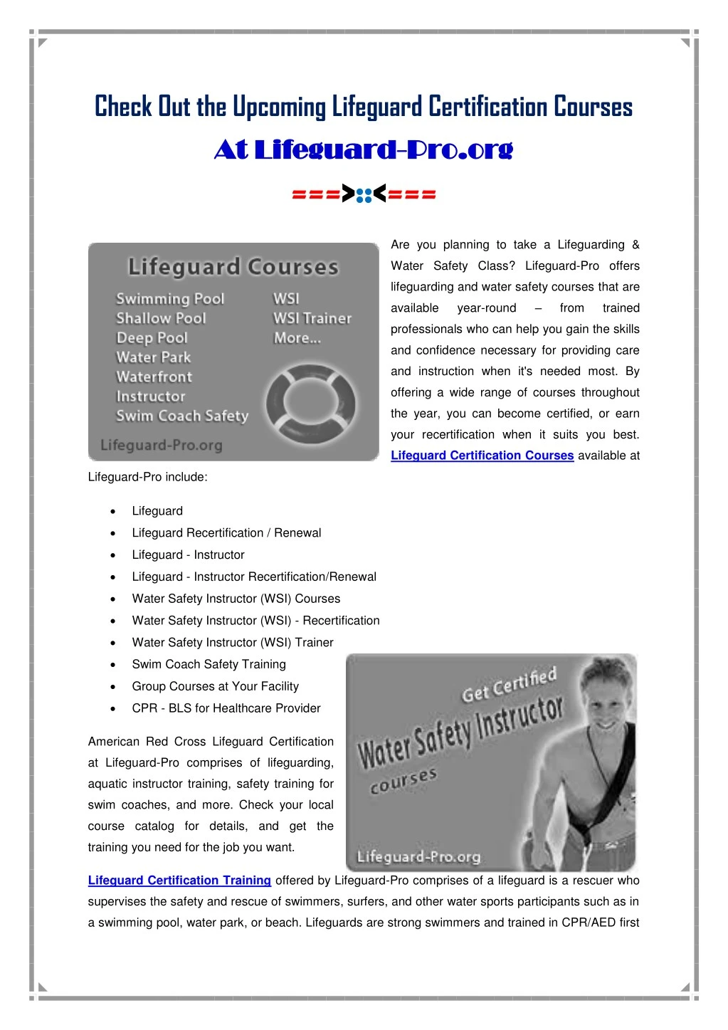PPT Lifeguard Certification Courses At Lifeguard Pro org PowerPoint