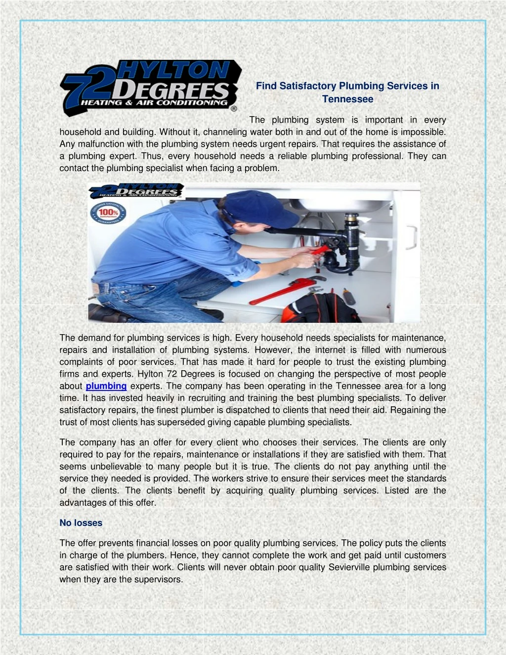 find satisfactory plumbing services in tennessee n.