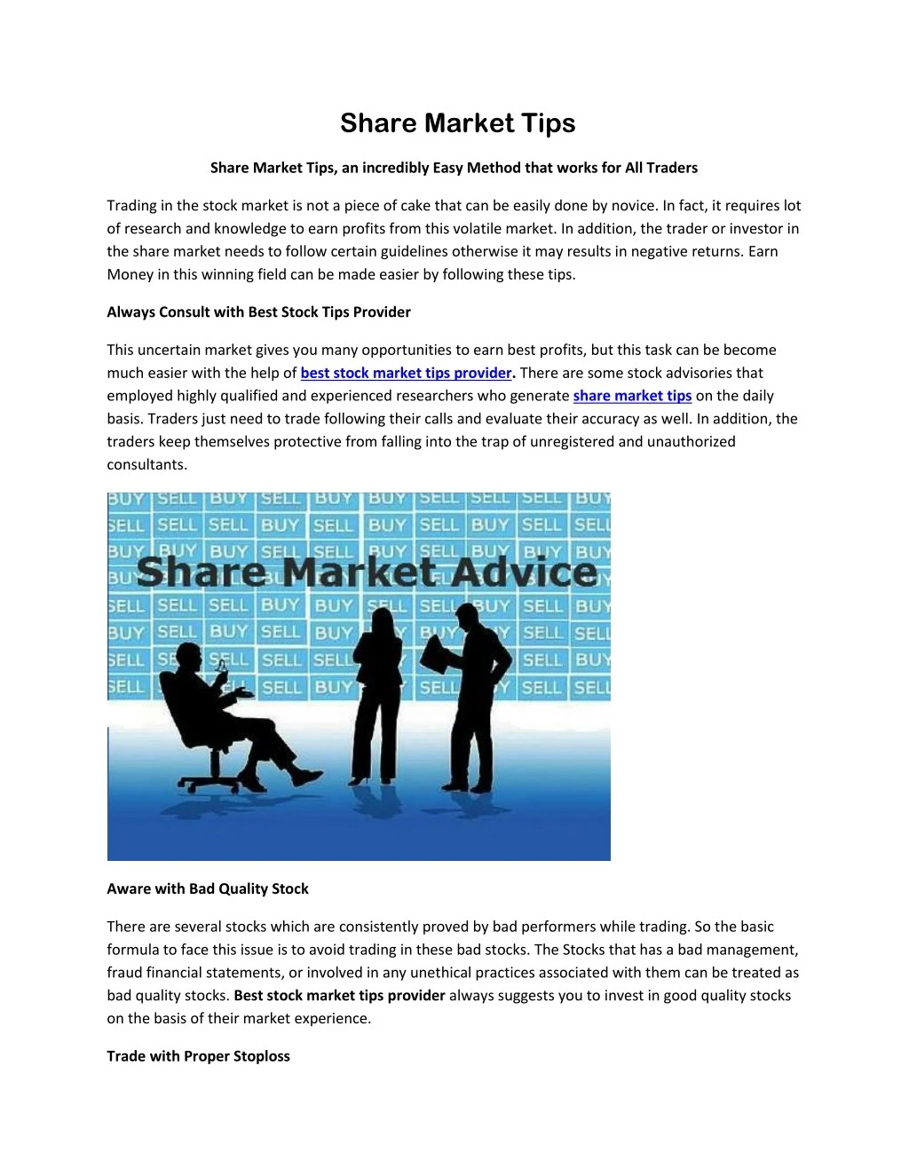 share market tips n.