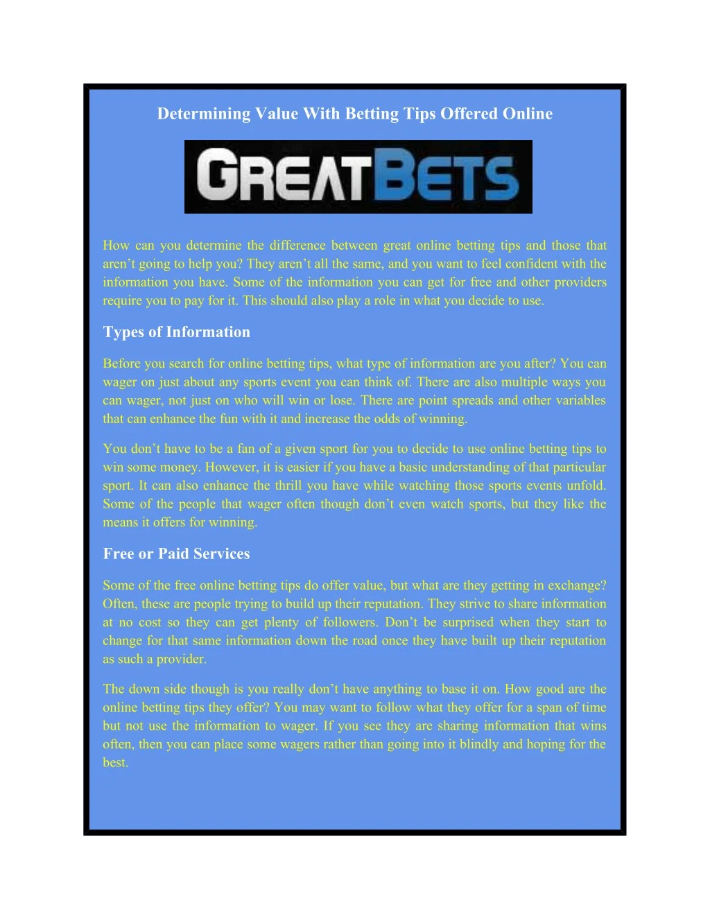 Betting Information