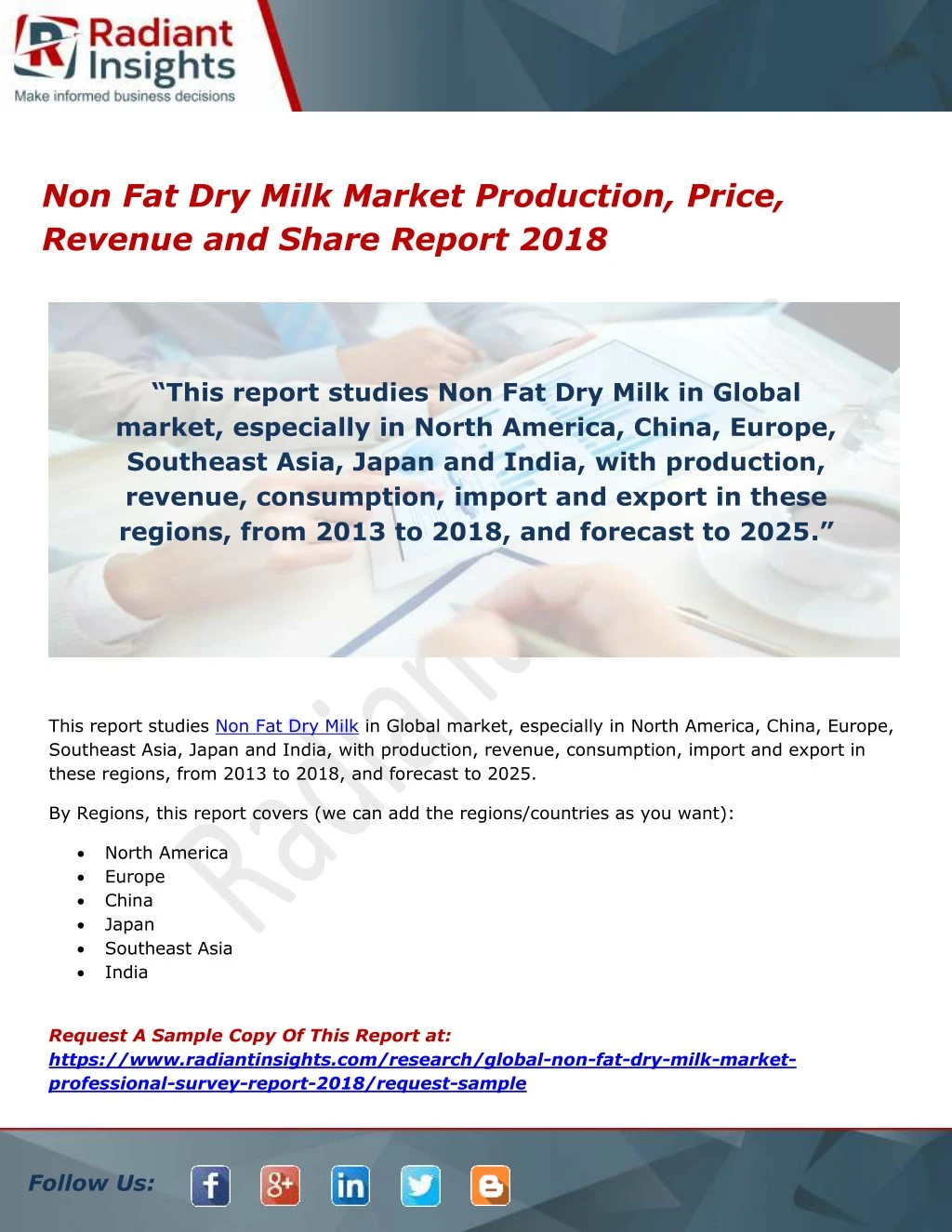 non fat dry milk market production price revenue n.