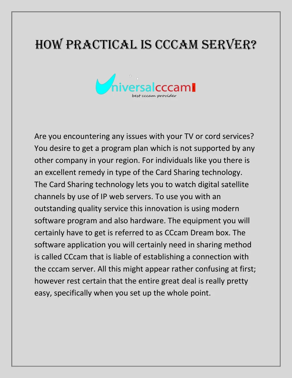 how practical is cccam server n.