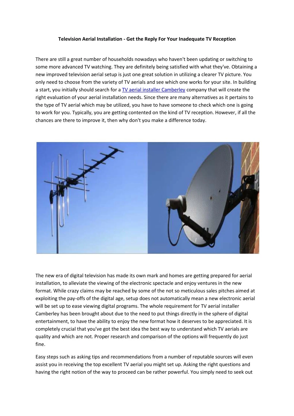PPT TV aerial installer Camberley PowerPoint Presentation, free