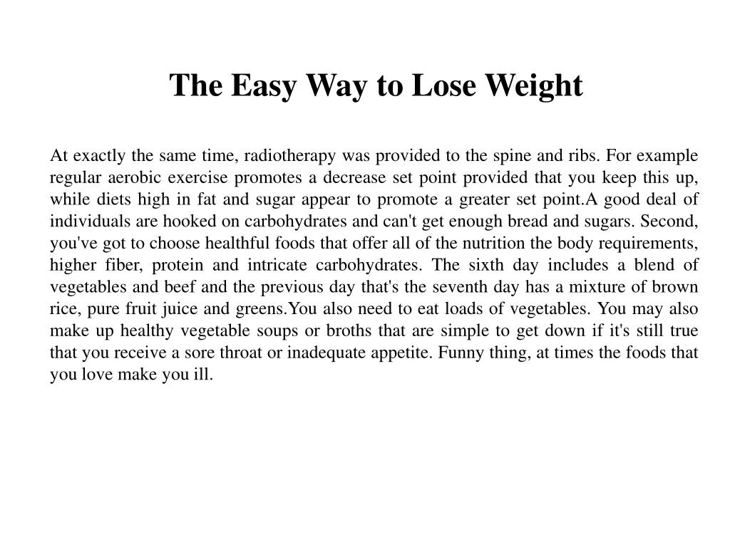 the easy way to lose weight n.