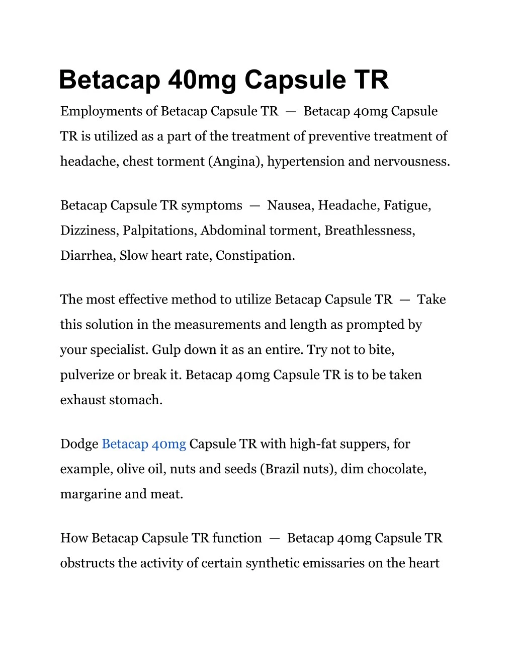 Ppt Betacap 40 Mg Capsule Tr Powerpoint Presentation Free Download Id