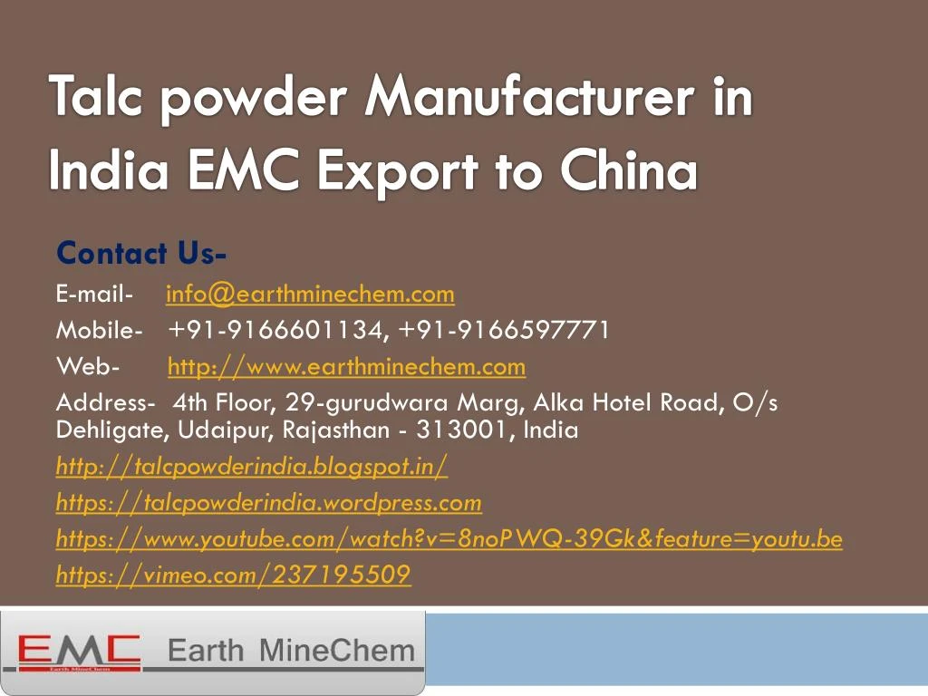 talc powder manufacturer in india emc export to china n.