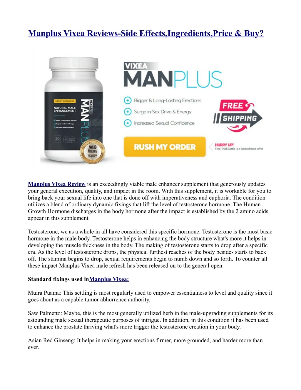 manplus vixea reviews side effects ingredients n.
