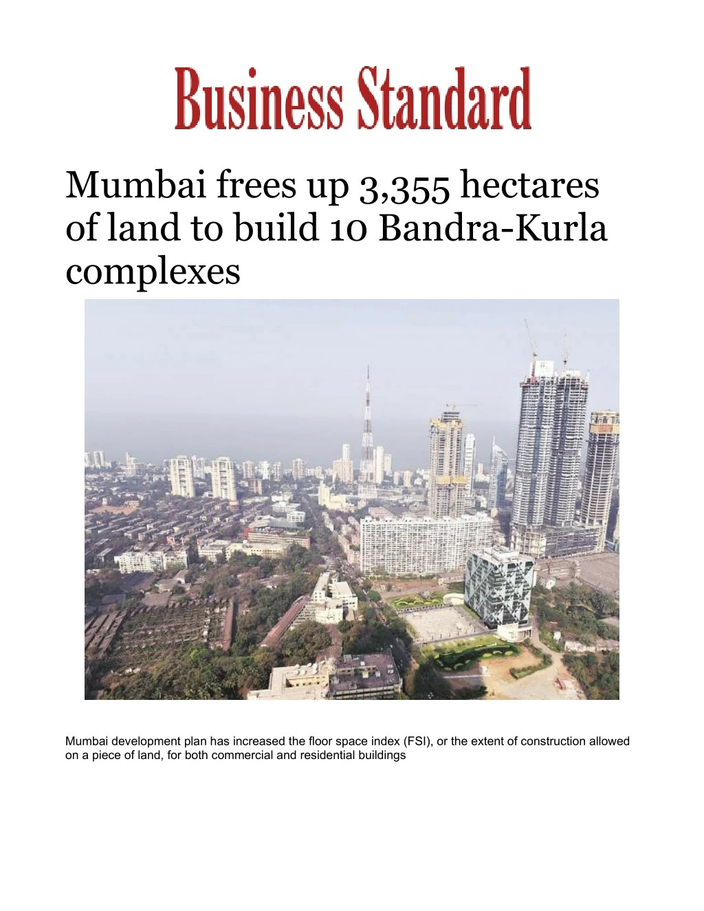 PPT - Mumbai frees up 3,355 hectares of land to build 10 Bandra-Kurla ...