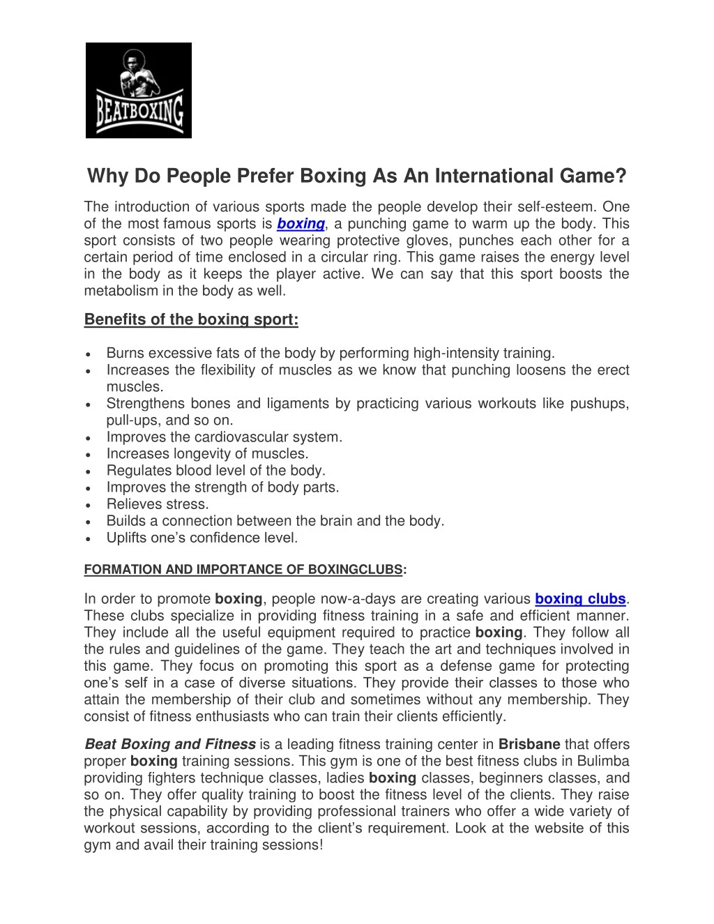 why do people prefer boxing as an international n.