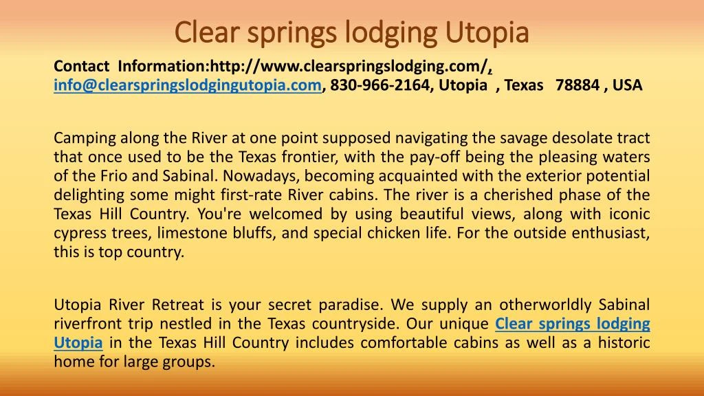 Ppt Remarkable Website Will Help You To Visit Clear Springs