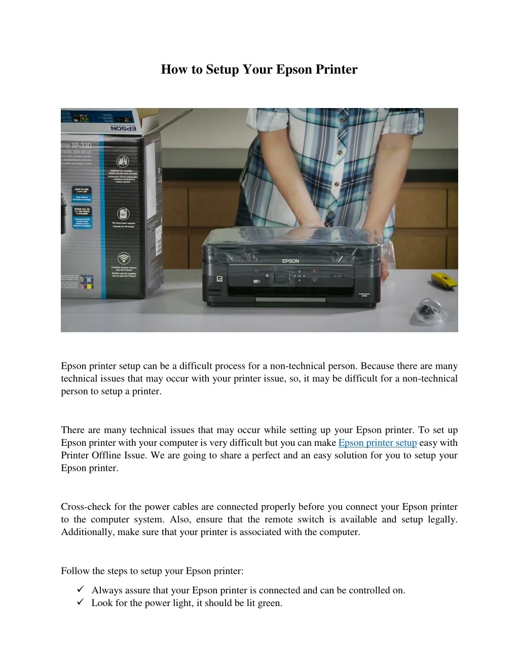 how to connect your epson printer to your computer