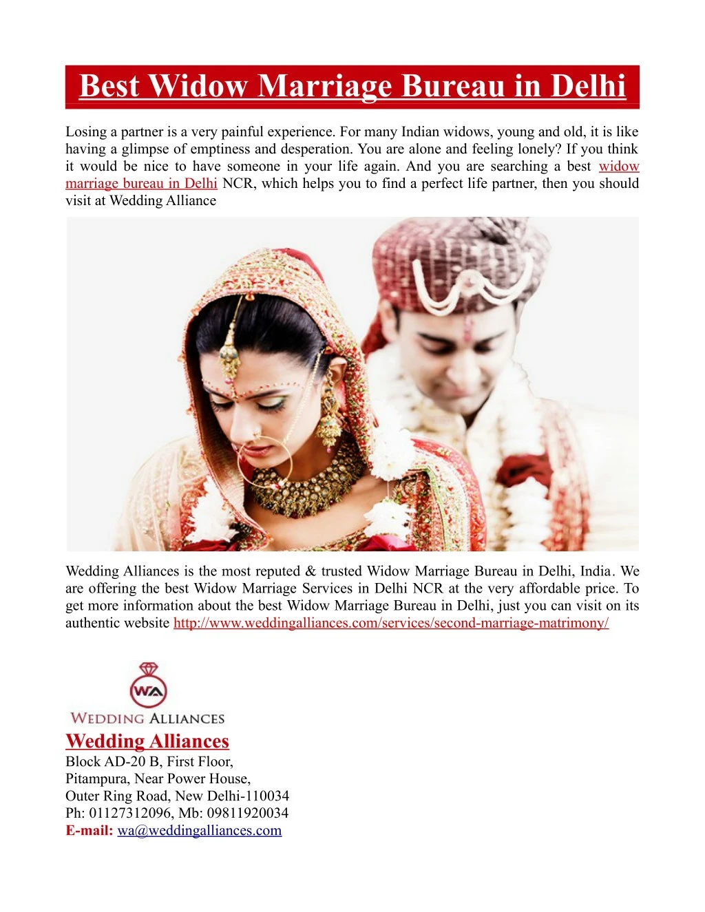 Second marriage widow Sample Wedding