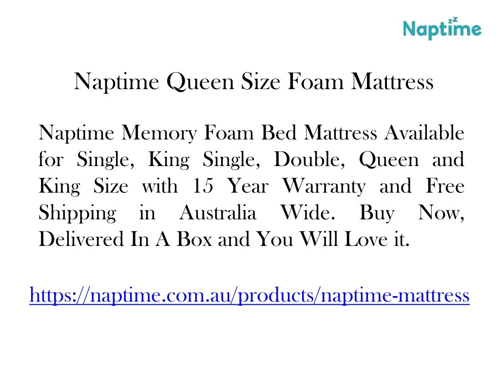 naptime queen size foam mattress n.