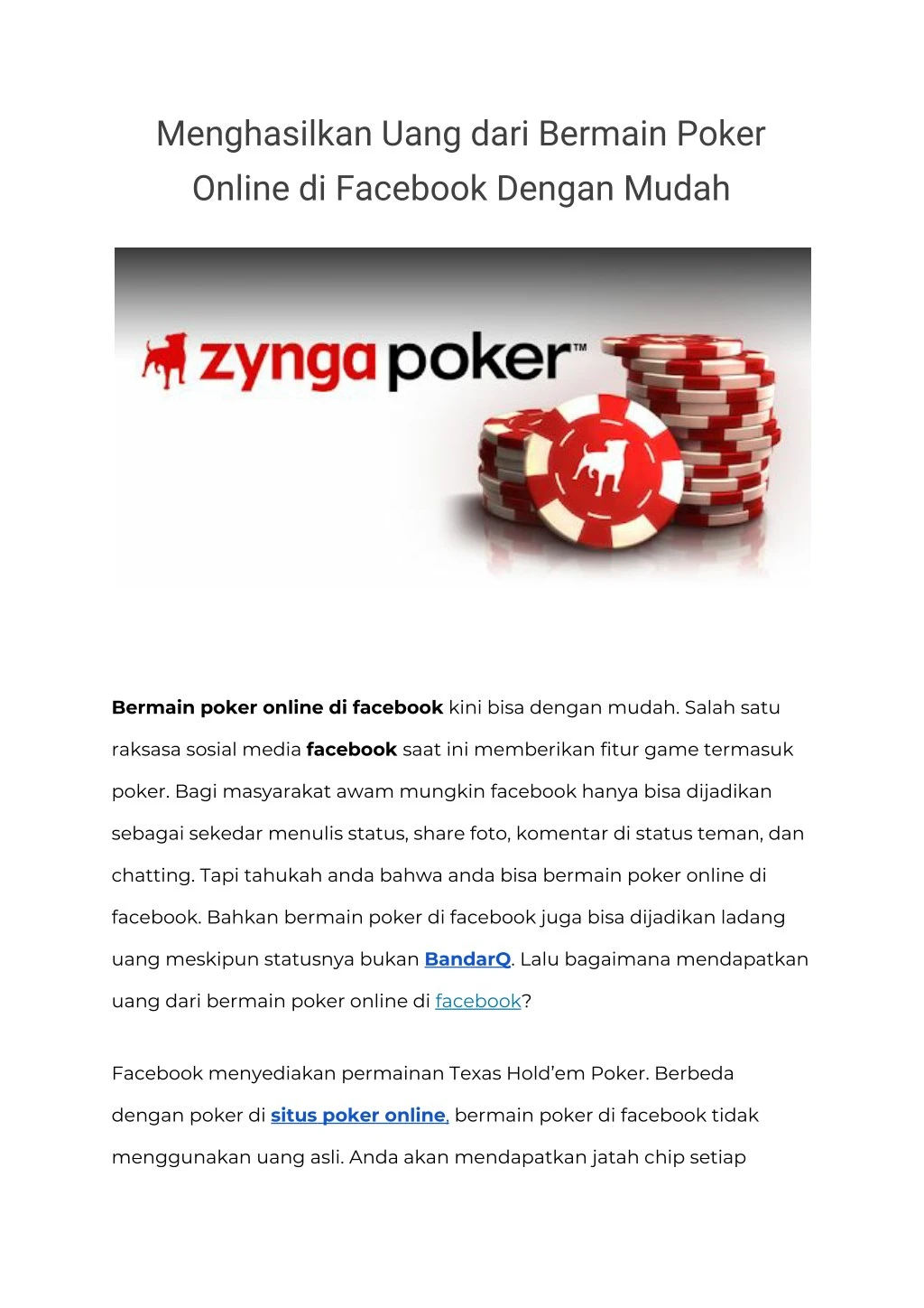 menghasilkan uang dari bermain poker online n.