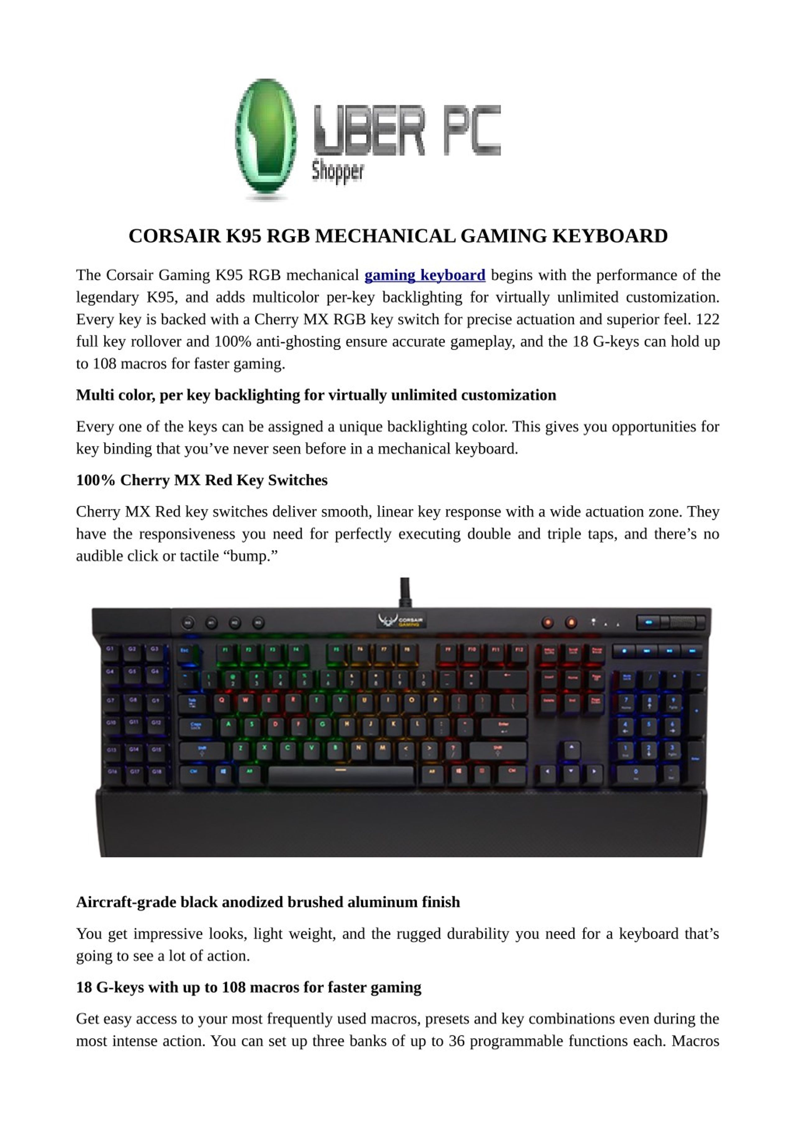 Ppt Corsair K95 Rgb Mechanical Gaming Keyboard Powerpoint Presentation Id
