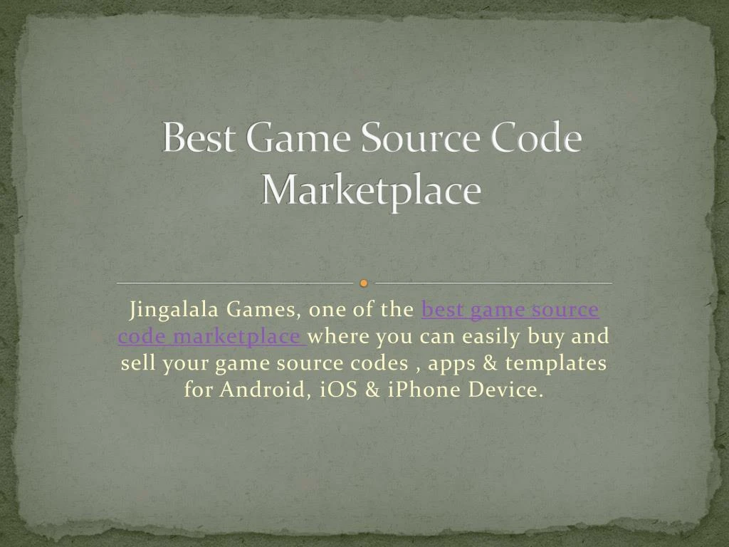 PPT - Best Game Source Code Marketplace PowerPoint Presentation, free ...