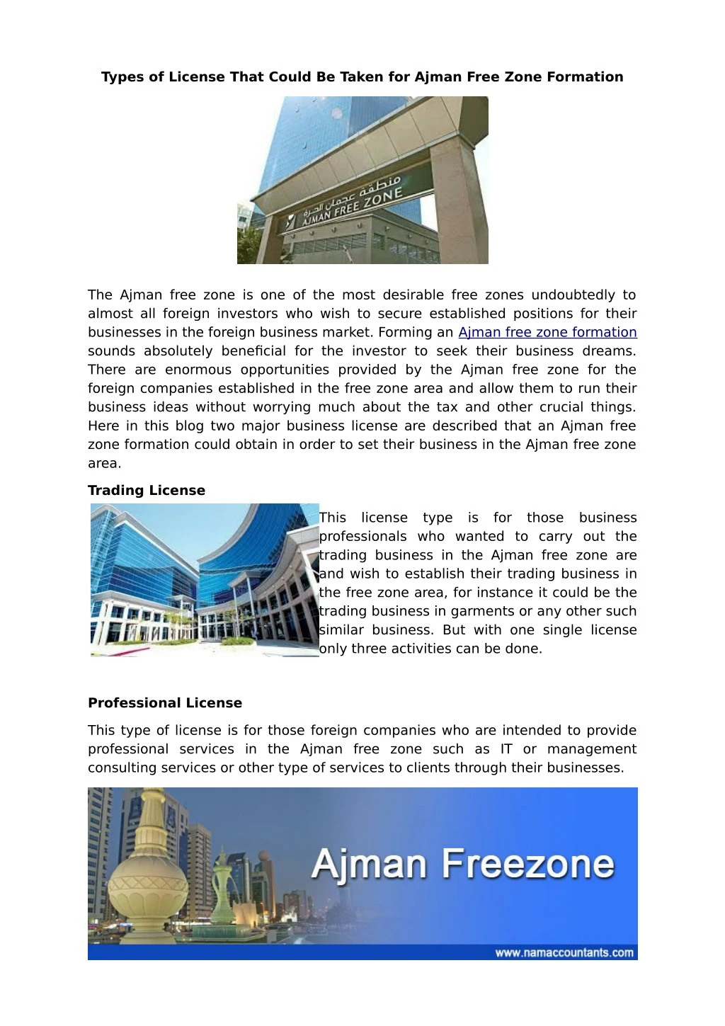 PPT - Types of License That Could Be Taken for Ajman Free Zone ...