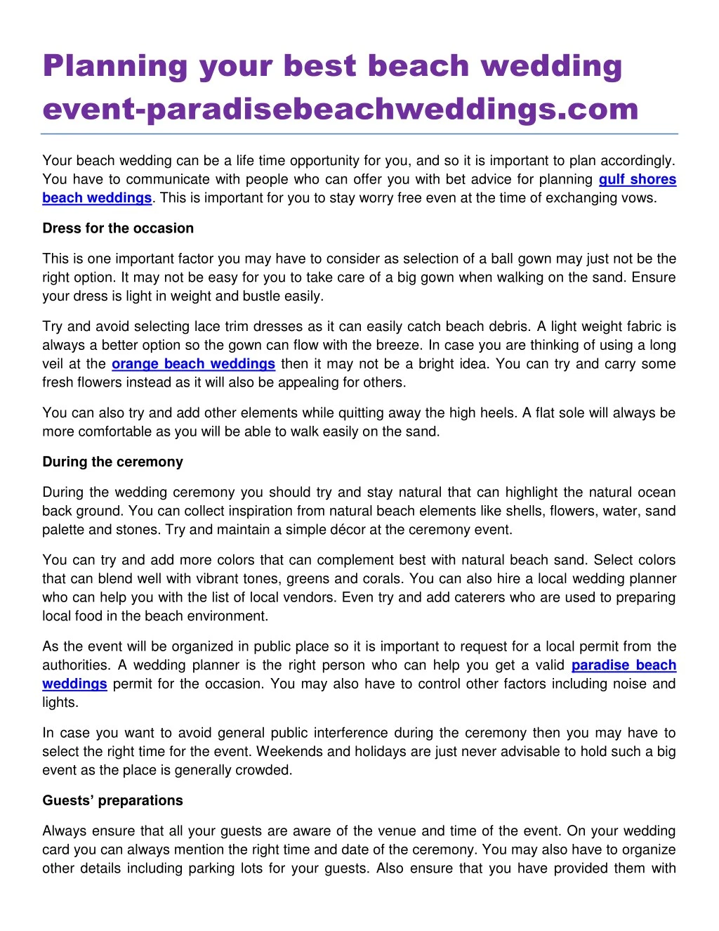 Ppt Planning Your Best Beach Wedding Event Paradisebeachweddings