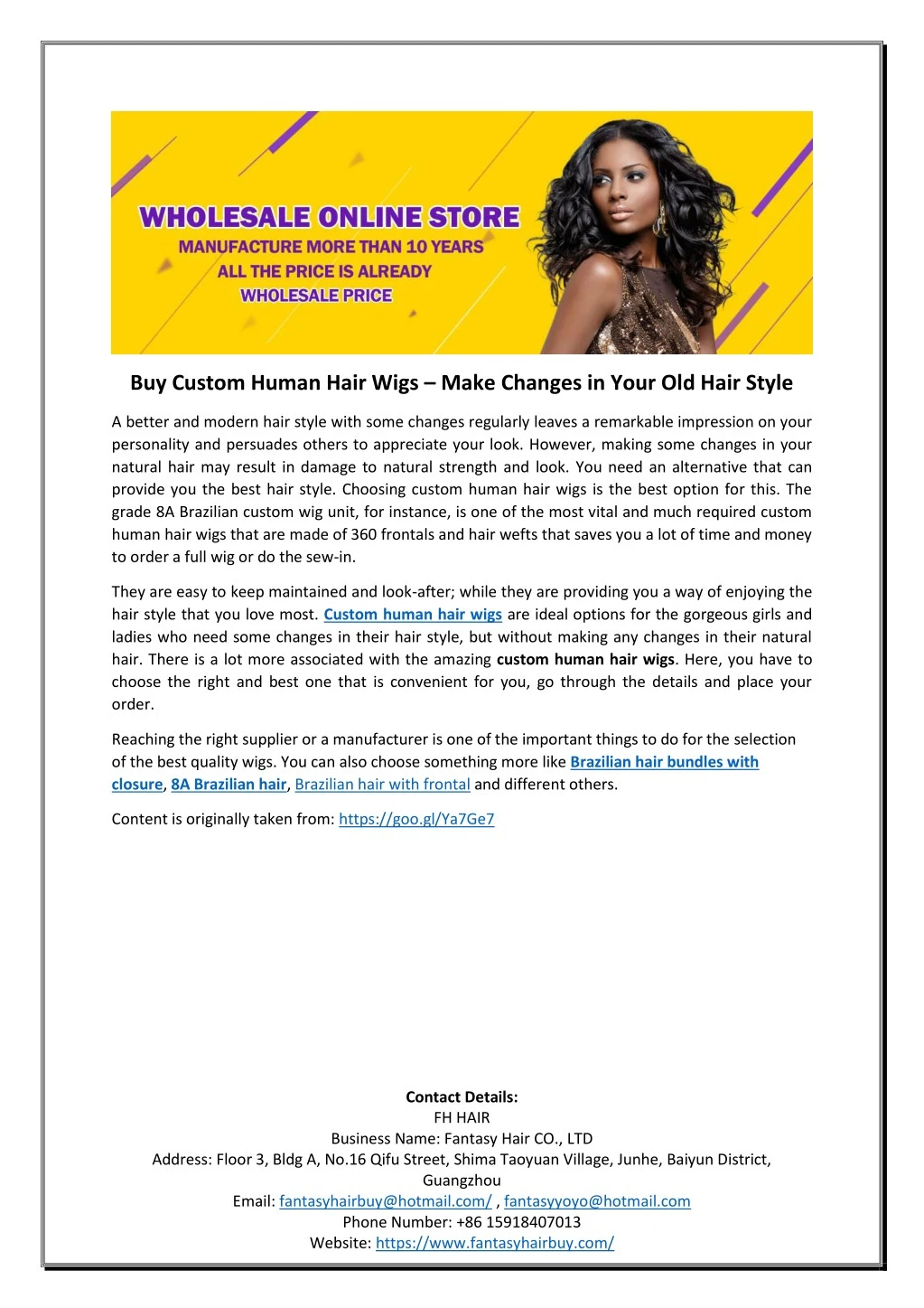 Ppt Buy Custom Human Hair Wigs A Make Changes In Your Old Hair