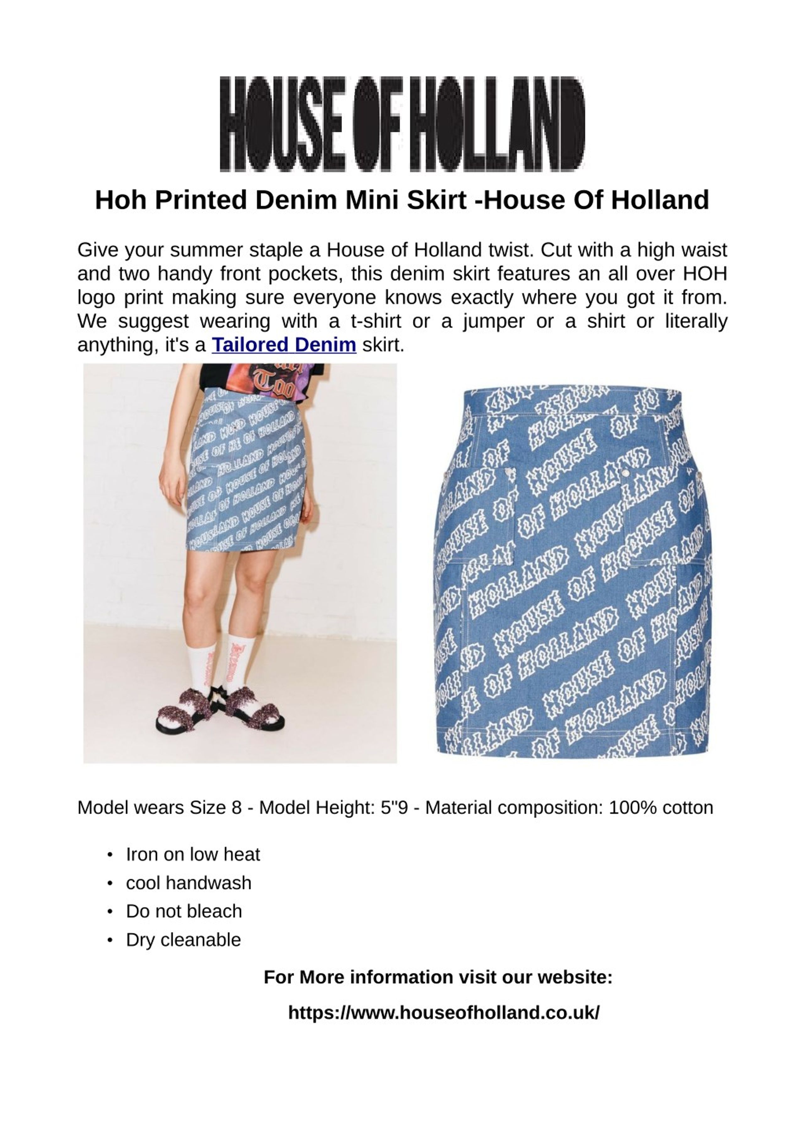 printed denim skirt