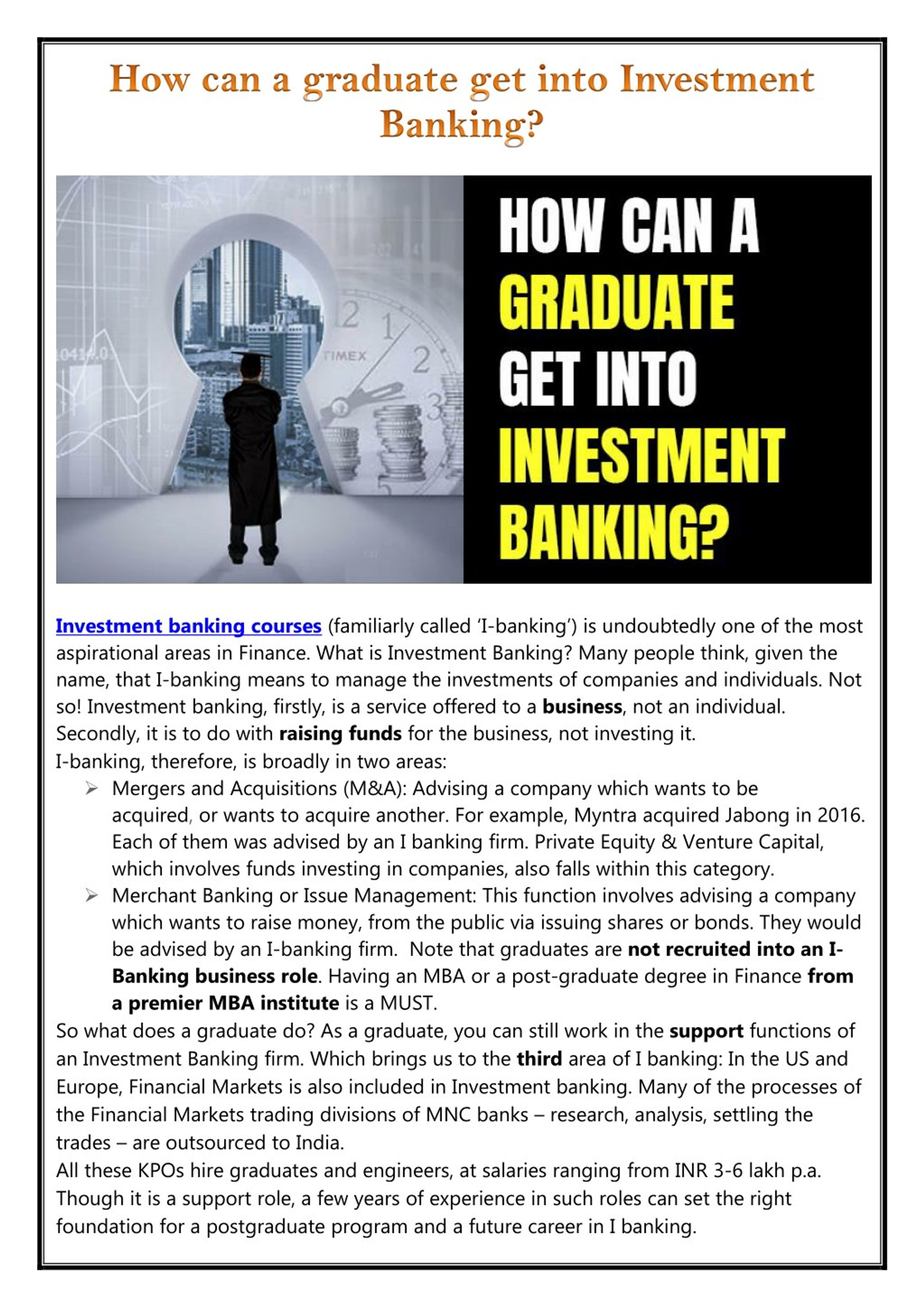 investment banking courses
