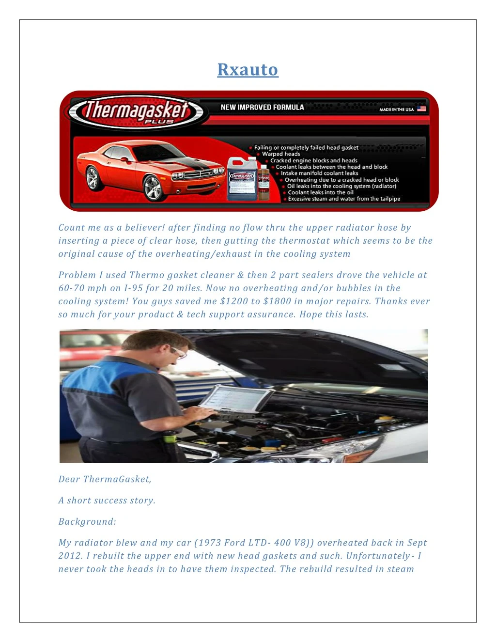 automotive head gasket repair