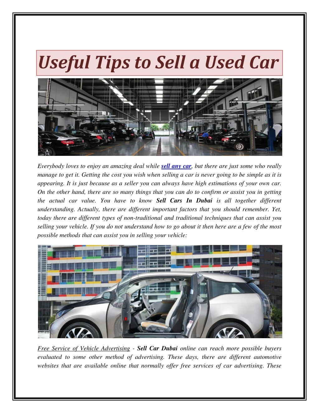 useful tips to sell a used car n.