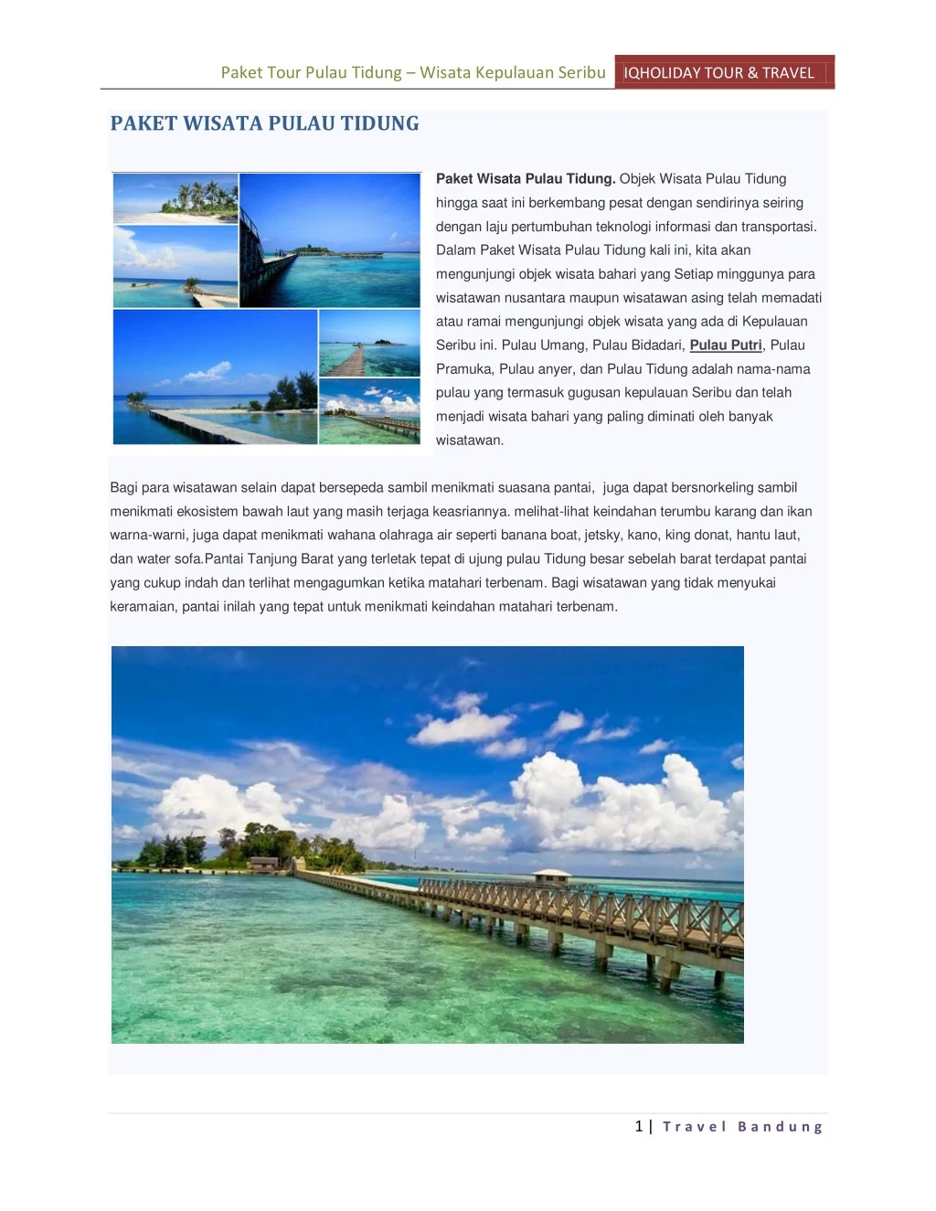PPT Paket wisata Pulau Tidung PowerPoint Presentation