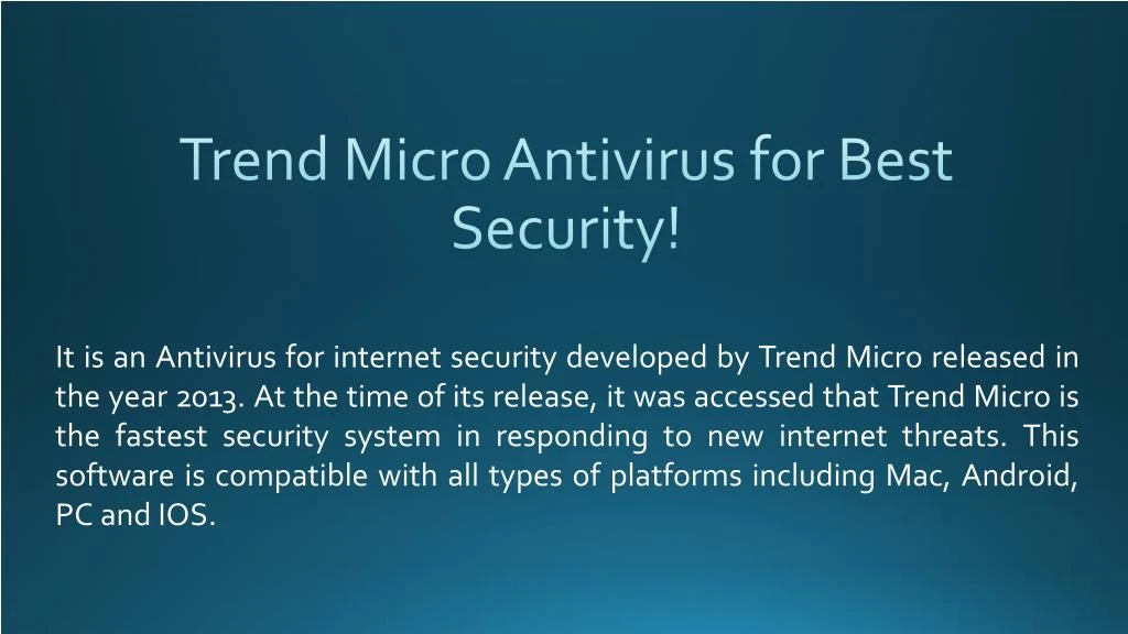 trend micro antivirus for best security n.