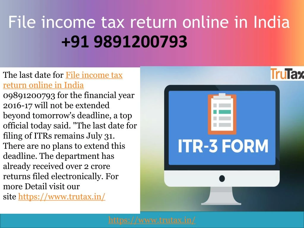 PPT How to file tax return online in India 09891200793