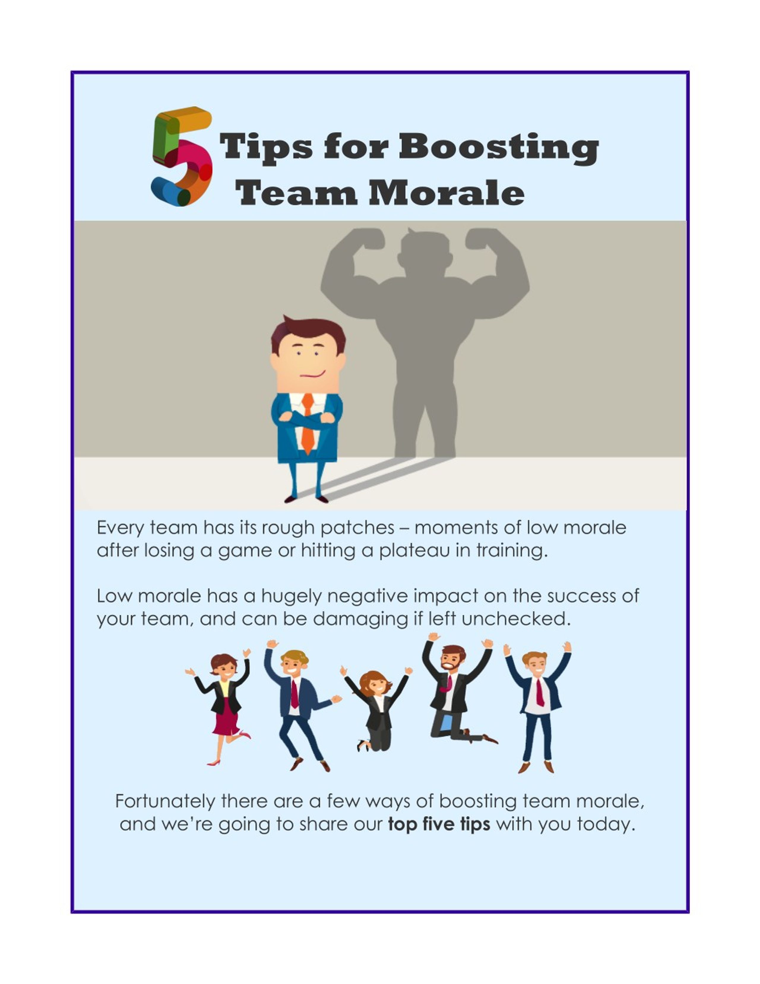 PPT 5 Tips For Boosting Team Morale PowerPoint Presentation Free 