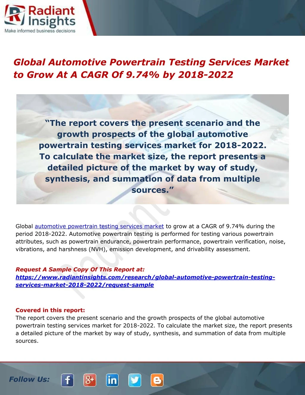 PPT Global Automotive Powertrain Testing Services Market to Grow At A